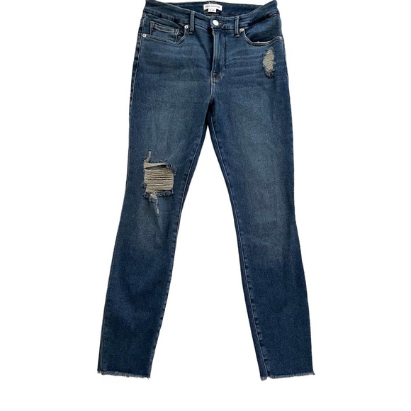 Good American Denim - GOOD AMERICAN GOOD LEGS FRINGE HEM HIGH WAIST DISTRESSED Jeans Women Size 6/28